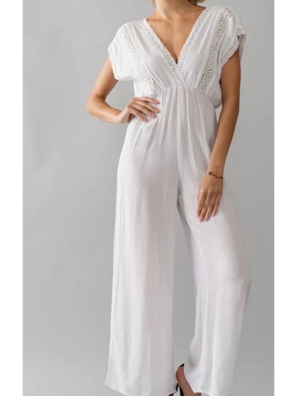 NWT Stradivarius White Jumpsuit, Size 8